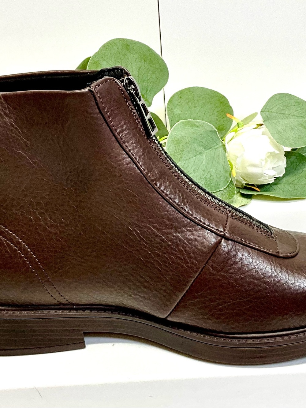 Classic Brown Leather Side-Zip Ankle Booties